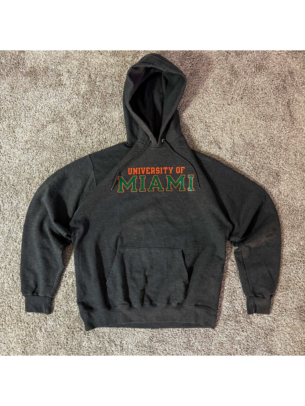 Champion University of Miami Hurricanes Hoodie Gray Pullover Men's L